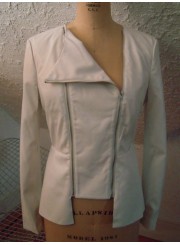 White Faux Leather Jacket--Size M