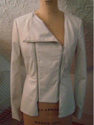 White Faux Leather Jacket--Size M